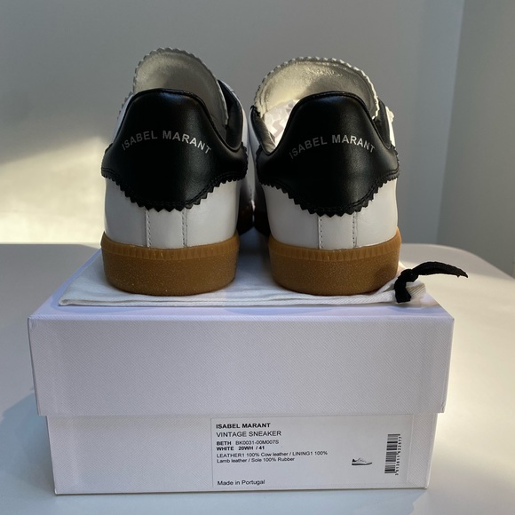 Isabel Marant Beth Sneaker in White/Black/Gum Sole sz 41 New in Box - Picture 4 of 9